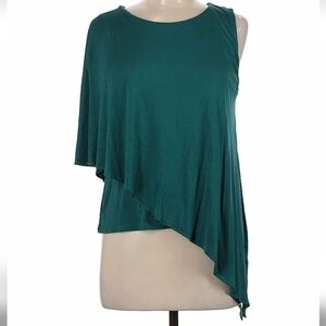 WHBM Teal Blue; Twilight Teal Asymmetrical Drape-Embellished Top; Size: XS